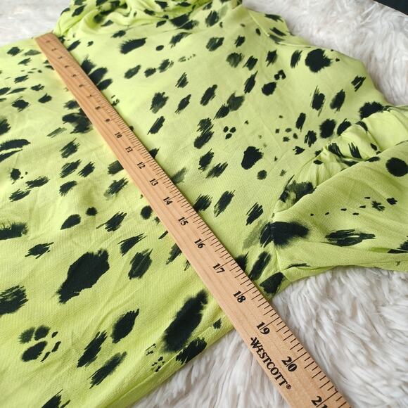 ASOS White High Neck Open Back Green With Abstract Splodge Black Print Size 6 - Picture 7 of 10